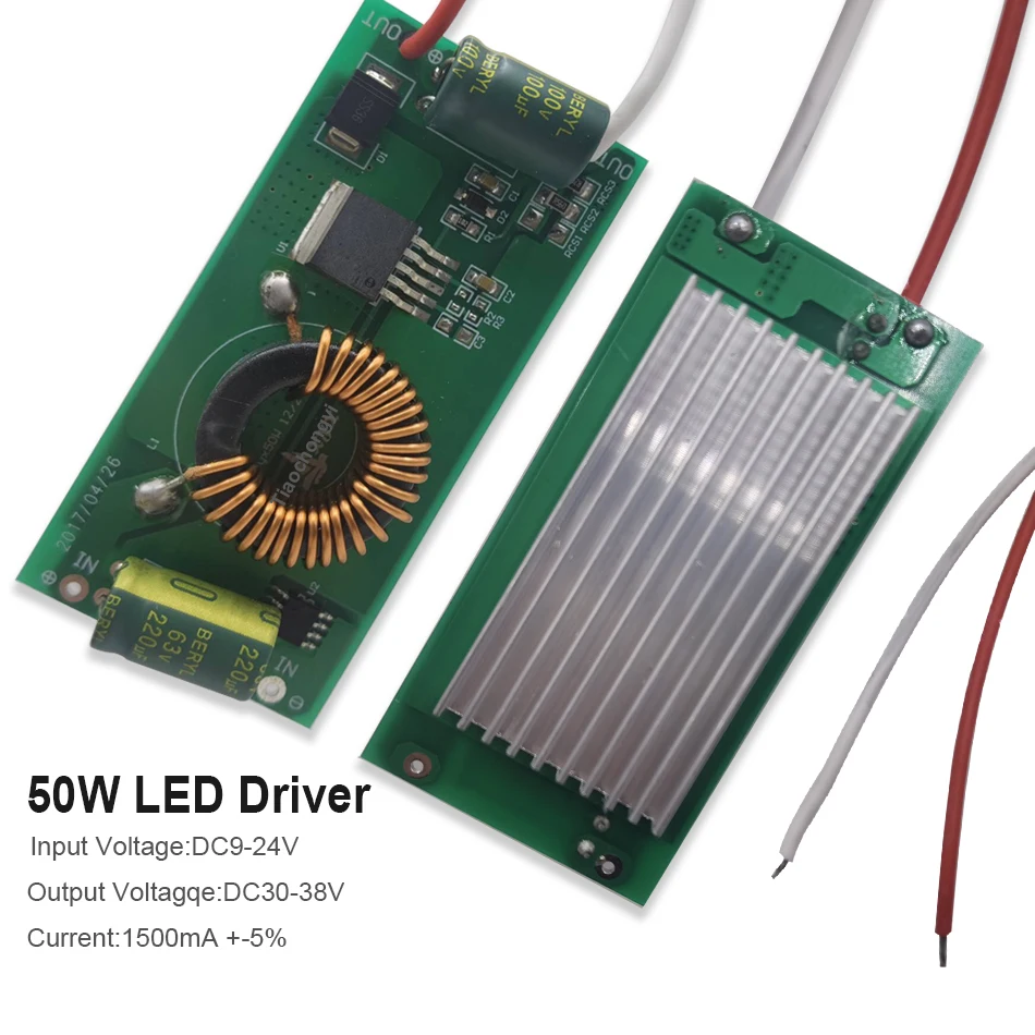 Controlador LED de corriente constante de DC9V-24V a CC, fuente de alimentación de entrada de 10W, 20W, 30W, 50W, blanco, verde, azul - imagen 4