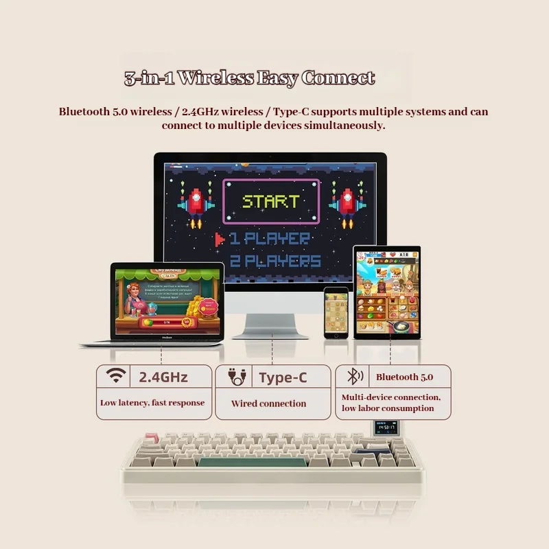 Teclado mecánico Epomaker Rt82, pantalla de modo Thri, estructura de puerta de enlace Rgb, animación personalizada, teclado personalizado con enchufe caliente - imagen 5