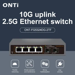 ONTi Switch 2.5GbE 4x RJ45 + 2x SFP+ - Fanless, Montaje en pared