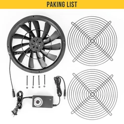 Ventilador DC 12V 250x30 mm para cultivo con control de velocidad