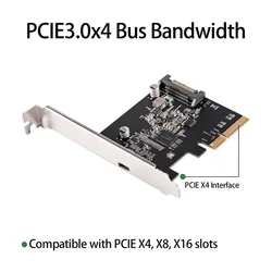 IOCREST PCIE3.0 a USB3.2 tipo c 20G transferencia de datos y tarjeta controladora de USB-C de carga rápida de 20W pci-e a conector dual usb3.2 tc