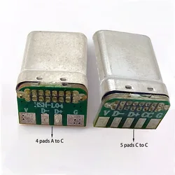 Conector USB-C Macho 90° 5 Pads Soldadura Carga PD Datos