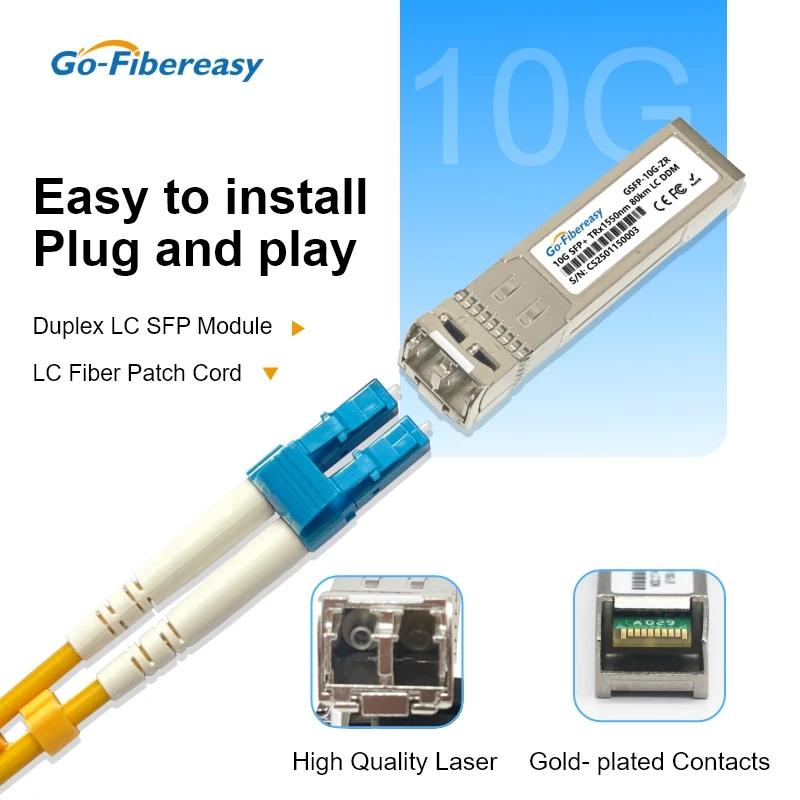 Módulo óptico SFP + 10G SFP-10G-ZR 80km,100km,120km monomodo 1550nm LC Duplex Compatible con Cisco, Mikrotik, interruptor de fibra Ubiquiti - imagen 3