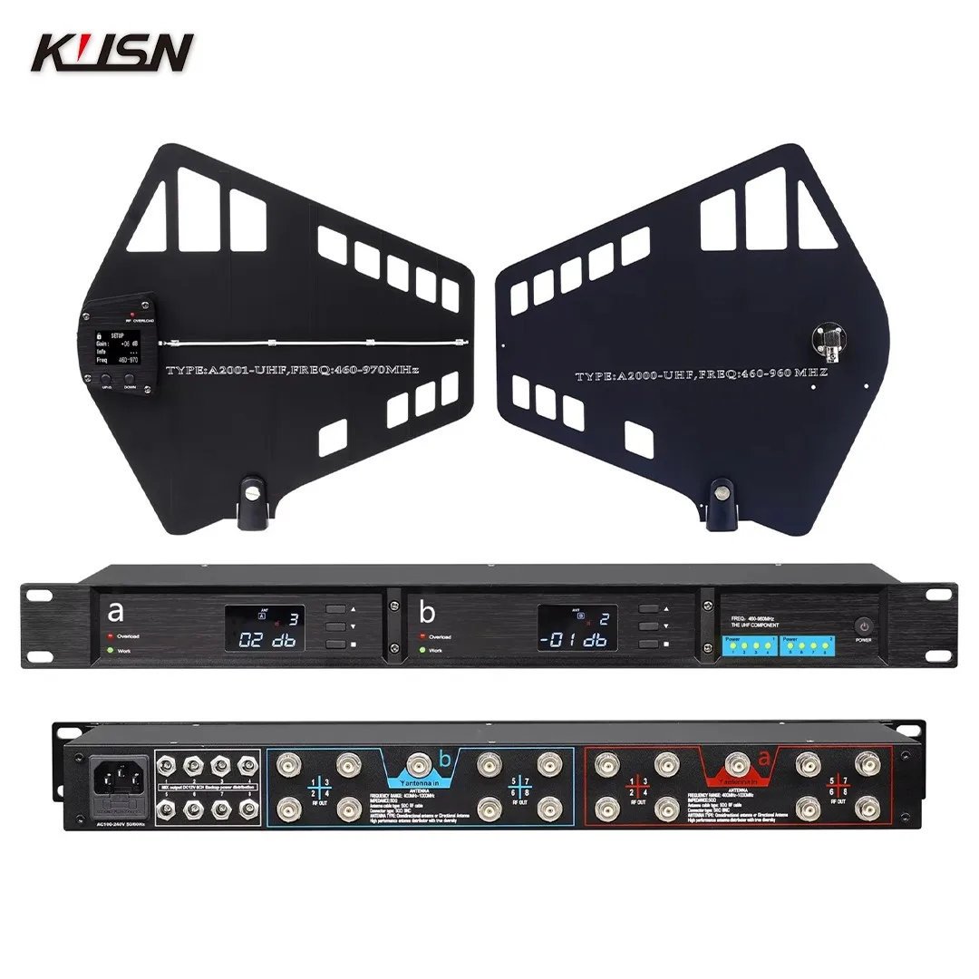 Divisor de antena de banda ancha para micrófono UHF UA80-A2001, 450-1000MHZ, Cables coaxiales direccionales de BNC-BNC de señal RF, 16 ranuras