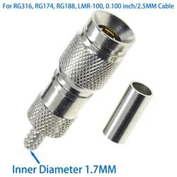 Conector RF DIN 1.0/2.3 Mini BNC Macho Soldadura Engarzado RG316 RG174