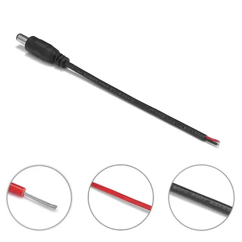 Cable conector CC de 5,5x2,1mm, adaptador LED macho hembra, conector CC de 12V, 5,5x2,1mm, enchufe de alimentación CC para tira de luz LED 5050 3528 - imagen 3