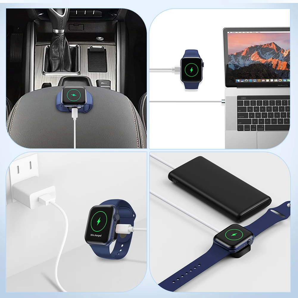 Cargador inalámbrico magnético USB para Apple Watch Ultra 49mm/8 7 6 llavero de carga portátil - imagen 4