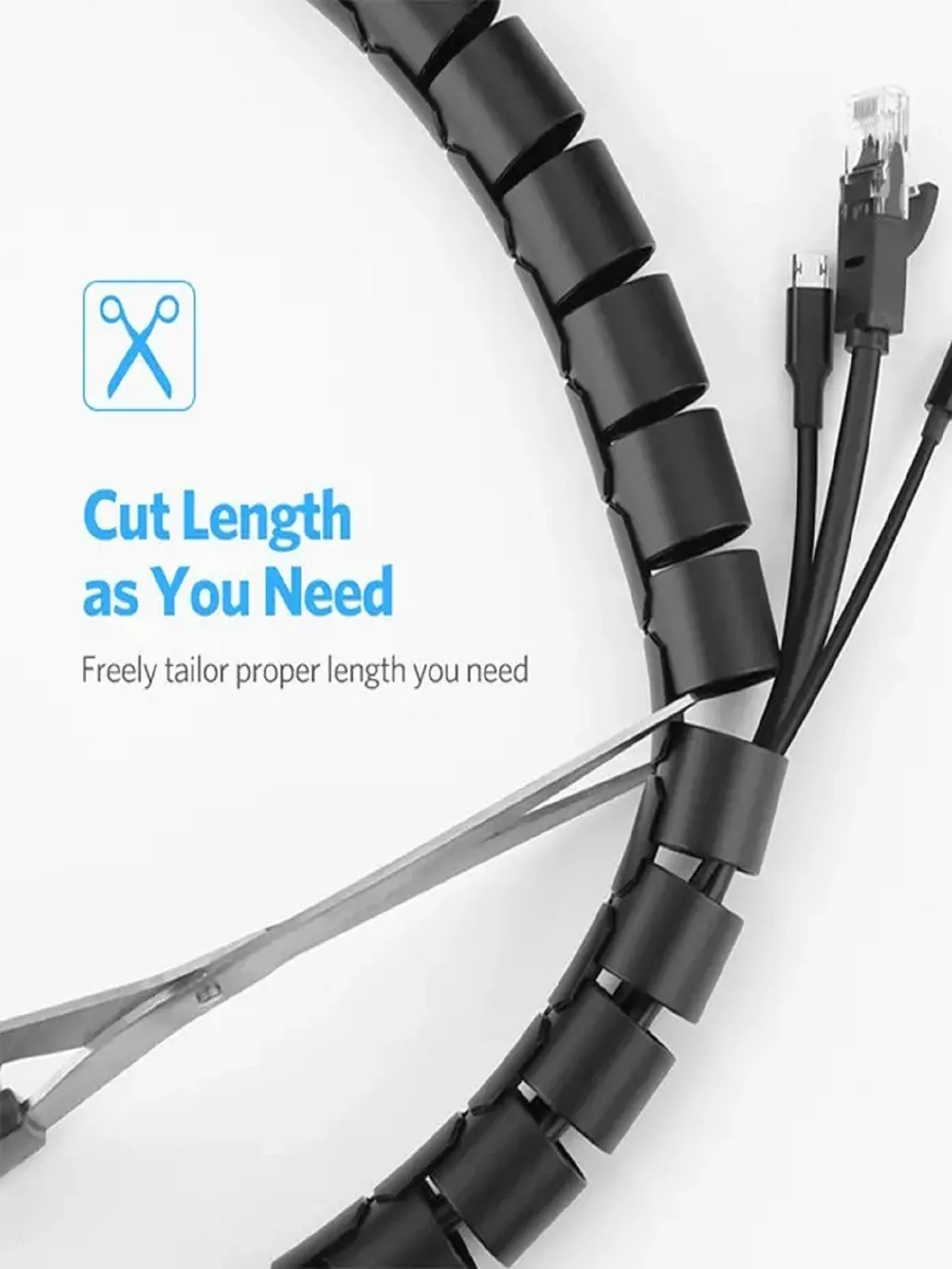 Protector de Cable en espiral Flexible, organizador de cables de ordenador, Clip de tubo Protector, herramientas de gestión, 16/10mm, 2 piezas - imagen 3