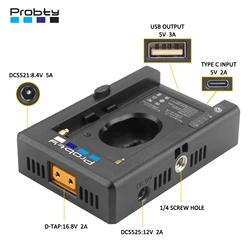 Adaptador NP-F para cargador – salidas DC12V, DC8V y USB-A compacto