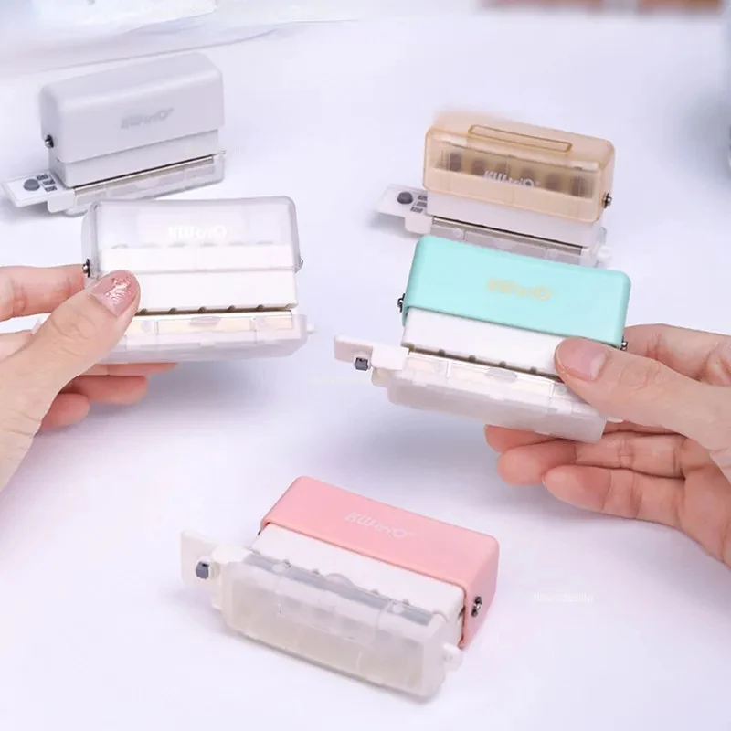 Mini perforadora de 6 agujeros, bricolaje, detección de perforaciones, libro, página, costura, papelería de oficina, macarrón, cinco colores opcionales - imagen 2