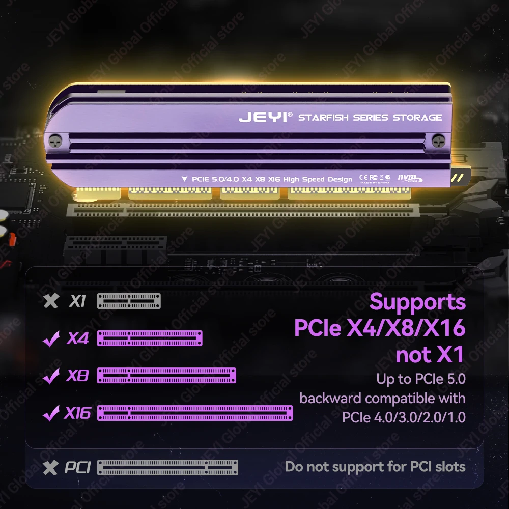 JEYI Adaptador M.2 NVMe a PCIe con Disipador de Aluminio - imagen 4