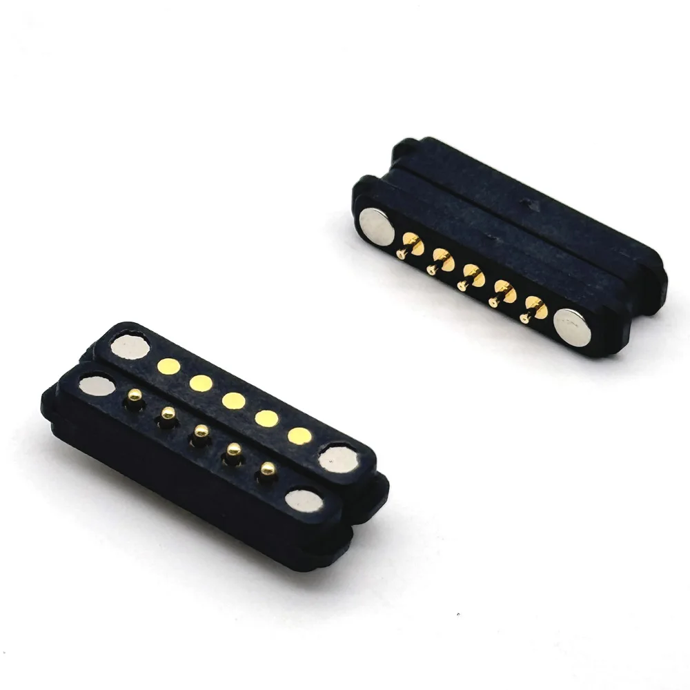 1 par de conectores magnéticos de 5 pines Pogo Pin 5 Pogopin macho hembra 2,54 MM conector magnético CC con resorte toma de corriente - imagen 5