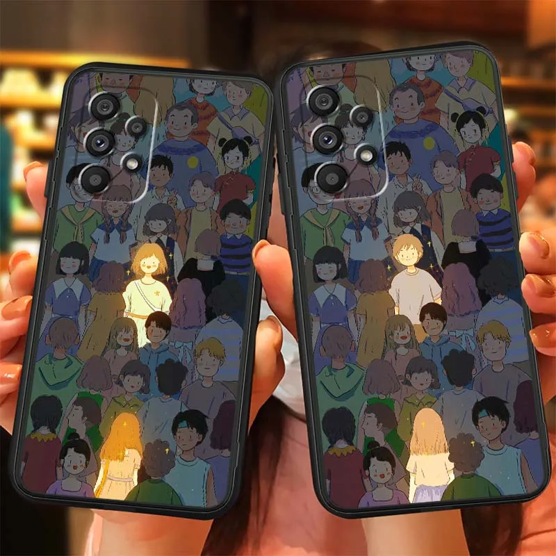 Funda de teléfono con diseño de chica granada y zorro para Samsung A73 A72 A71 A55 A54 A53 A52 A51 A13 A22 A16 A15 A05s A14 A05 A06 5G negro - imagen 4