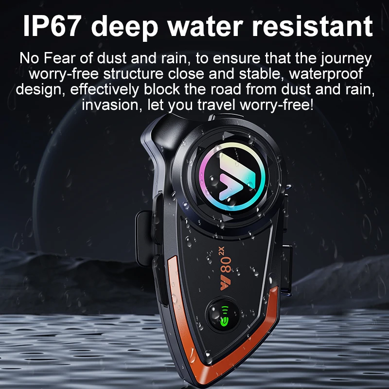 Intercomunicador Y80 para casco de motocicleta, auriculares con Bluetooth, manos libres, reducción de ruido, impermeable, 1000m - imagen 4