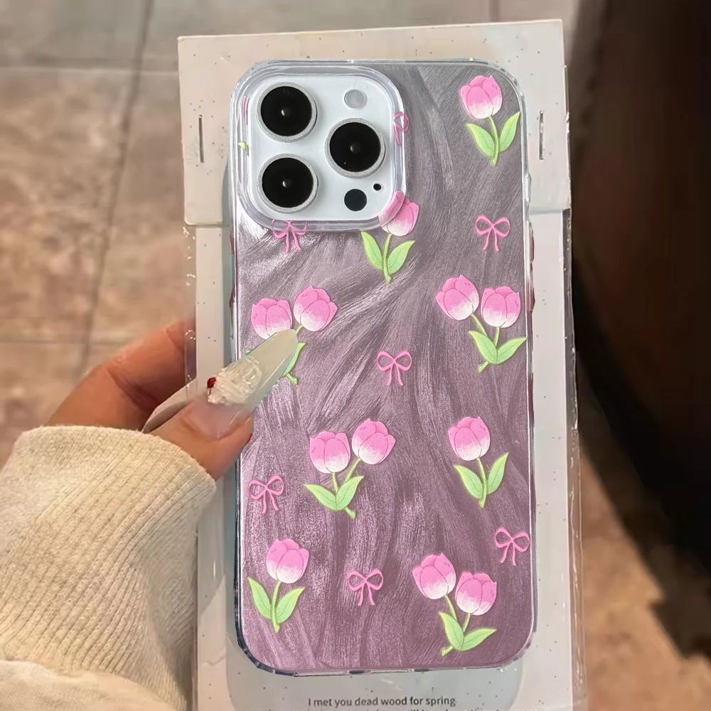 Funda de teléfono con lazo rosa degradado y flores para Honor 400 200 Magic 7 Lite 200 Pro X9a X8b X9c X8a, funda de silicona para pareja - imagen 2
