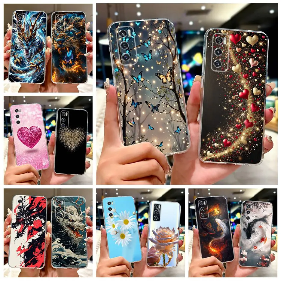 Para Vivo V20 SE funda V2022 V2023 nueva moda cubierta pintada funda de teléfono de silicona transparente para Vivo V2022 V2023 V20 SE V20SE bolsas suaves