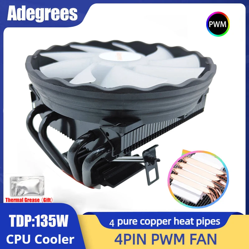 Enfriador de aire de CPU de 120MM, ventilador de radiador de procesador de PC sin luz PWM de 4 pines para Intel 2011 X79 X99 1700 1366 115X 1200 - imagen 2