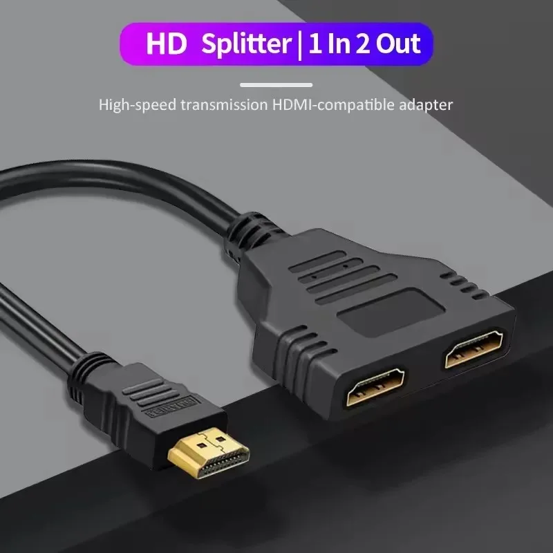 Cable divisor compatible con HDMI, 1 en 2 salidas, 1080P, 2 puertos duales, divisor Y para ordenador, TV LCD, caja, 2 puertos duales, Cable Compatible con Hdmi - imagen 2