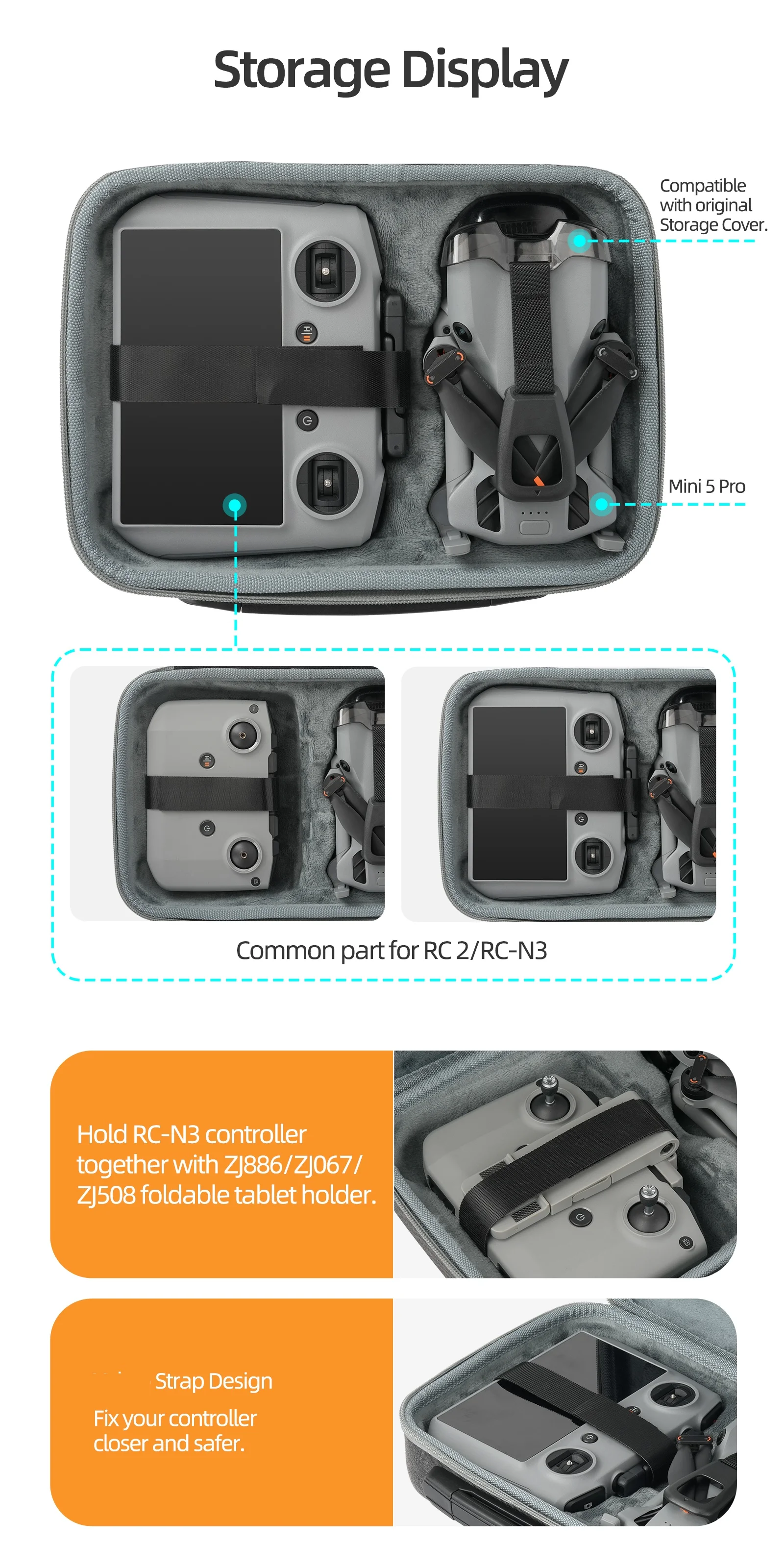Bolsa de almacenamiento para mando a distancia DJI Mini 5 Pro RC2 RCN3, Estuche de transporte, caja de protección, bolso para DJI Mini 5 Pro, accesorio para Dron - imagen 5