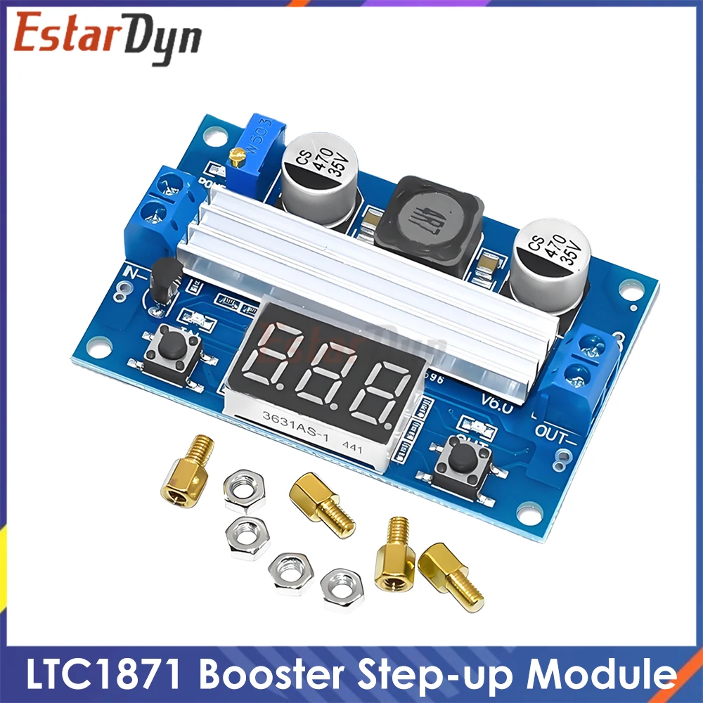 LTC1871 DC-DC Boost Converter Módulo de potencia elevador 3-35V a 3,5-35V con pantalla LED del medidor de voltaje 100W