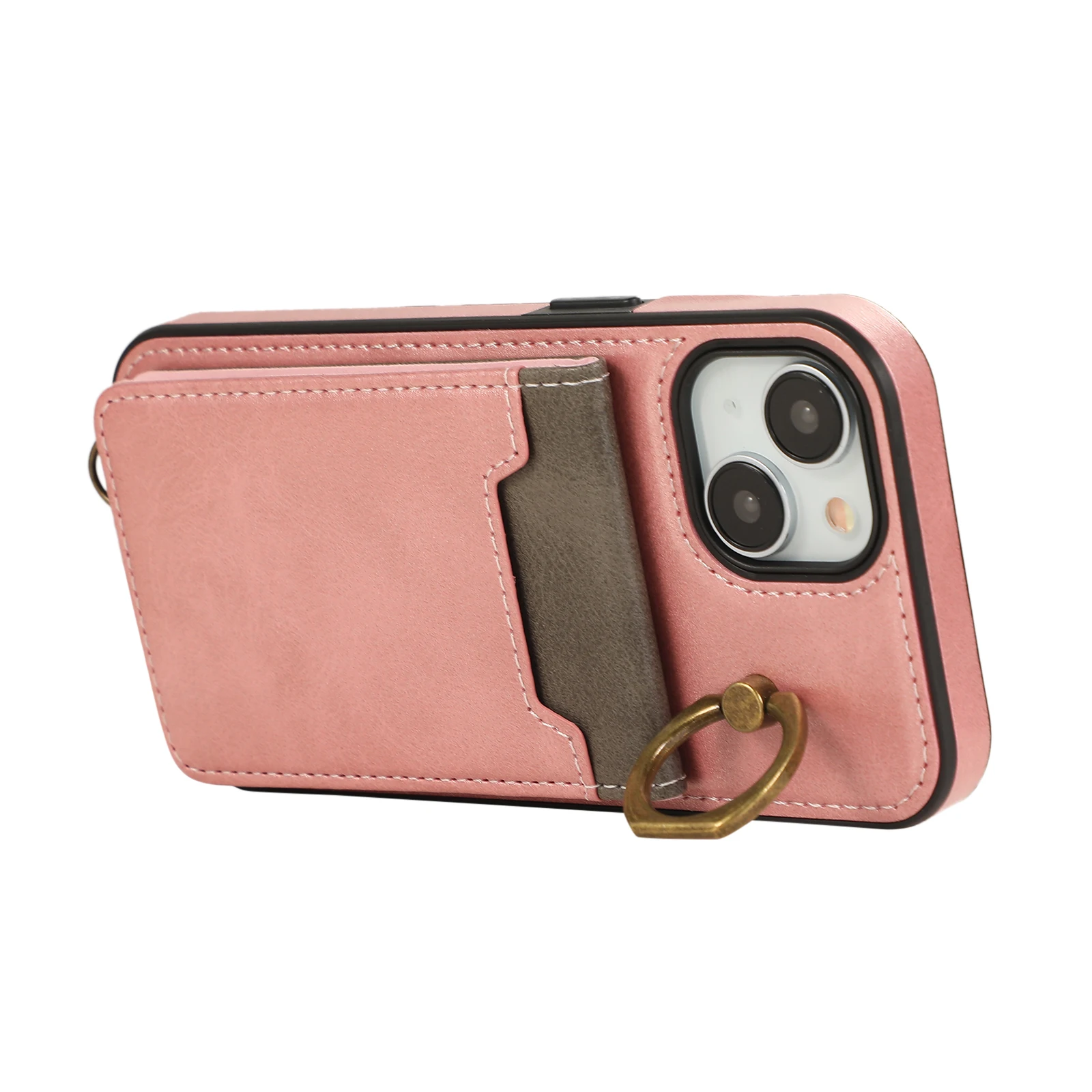 Funda de cuero con soporte de anillo Vertical para iPhone, cartera con correa para tarjetas, 15 Pro Max, 14 Plus, 13, 12, 11, XS, XR, 8, SE, 2022 - imagen 3