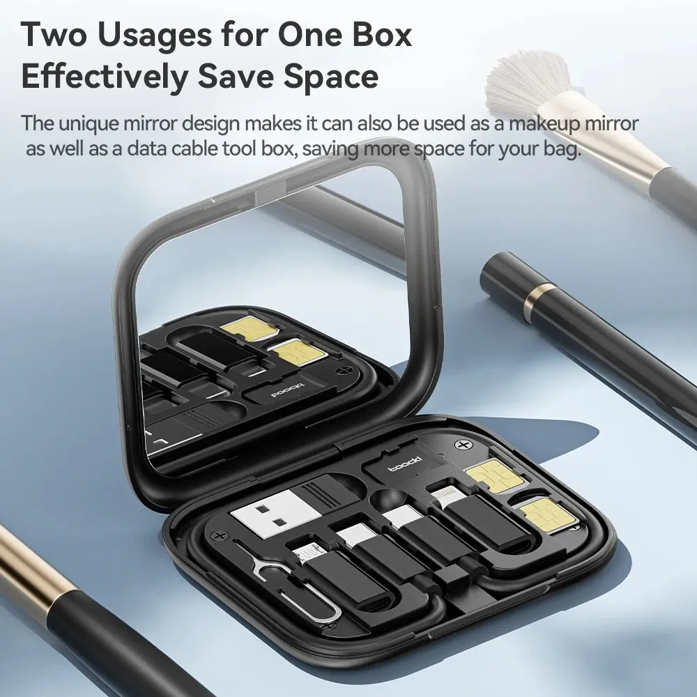 Toocki USB tipo C a USB C Cable 60W 4 en 1 Mini juego de cables de datos caja de almacenamiento cargador de carga rápida soporte para teléfono móvil para Xiaomi - imagen 5