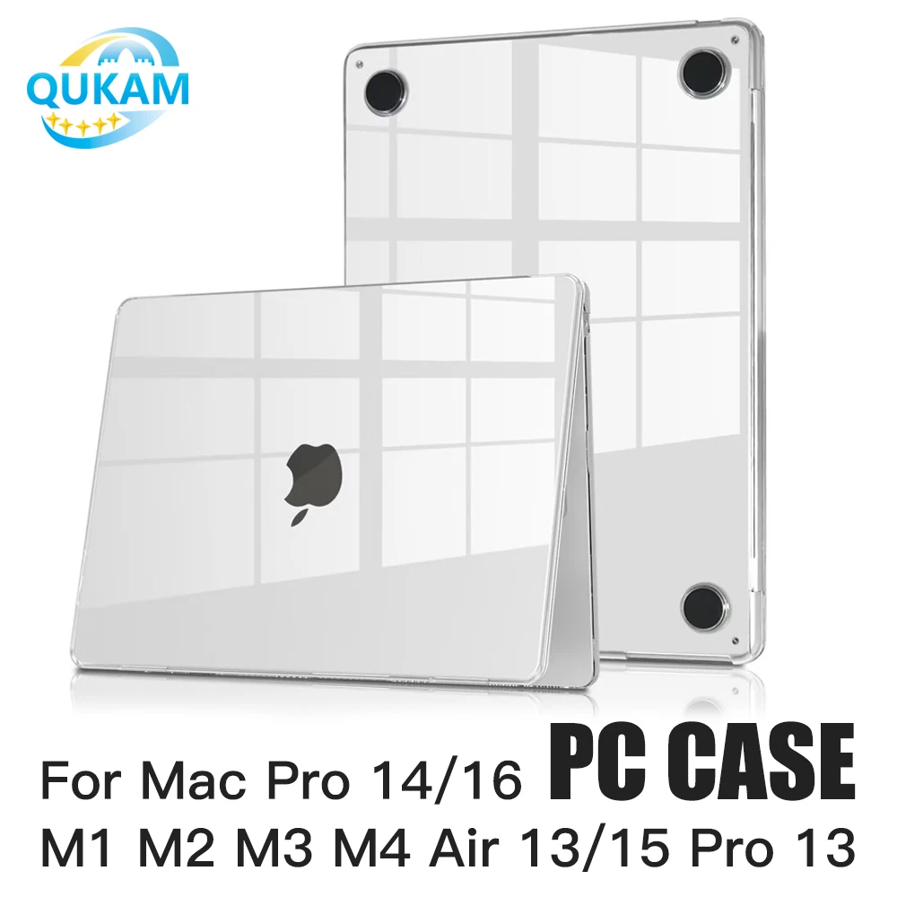 QUKAM nueva funda de portátil 2025 para Apple Mac Pro 14/16 M1 M2 M3 M4 Air 13/15 Pro13 funda impermeable de cristal para Macbook accesorios para tableta
