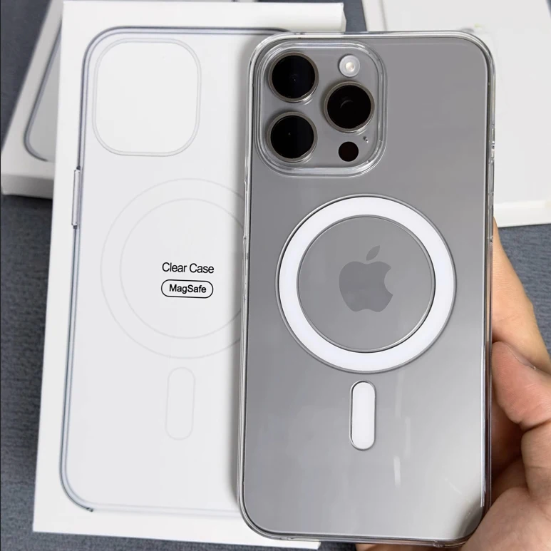 Con caja funda magnética para iPhone16 15 14 13 12 11 Pro Max 12 13mini 7 8 X XS XR cubierta dura transparente para PC para carga inalámbrica Magsafe - imagen 5