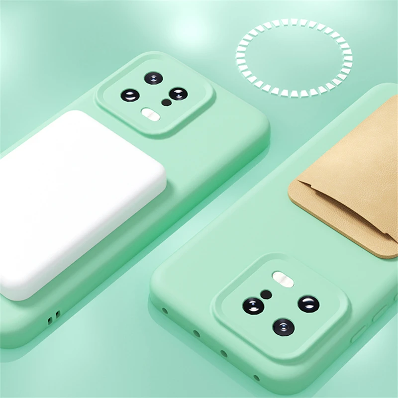 Para carga inalámbrica Magsafe funda de teléfono de silicona líquida suave para Xiaomi 13 Pro cubierta protectora de piel delgada magnética - imagen 4