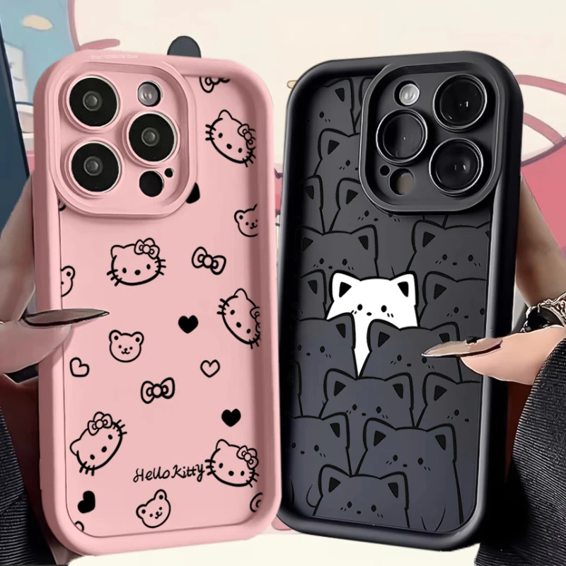 Funda de silicona con grafiti de gato Hello Kitty para Xiaomi Redmi Note 13 12 Turbo 11 Pro Plus 12S 11S 10S 10 9 9S 8 7 Pro 12C 13C