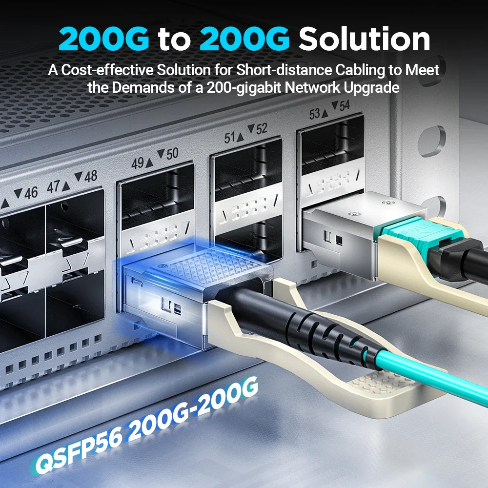 AMPCOM 200G QSFP56 Cable Óptico Activo (AOC) LSZH, Compatible con Cisco, Mikrotik, Fortinet, Ubiquiti, Netgear, Arista, etc. - imagen 3