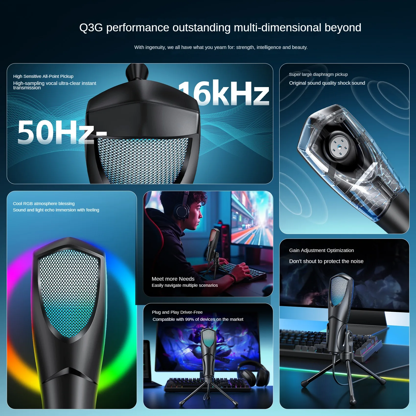 Nuevo Micrófono de condensador USB vertical de escritorio, micrófono para juegos, RGB, ordenador, teléfono móvil, micrófono Simple en vivo - imagen 3