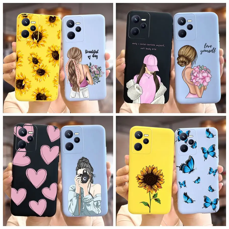 Funda de silicona suave para móvil, carcasa trasera con flores hermosas para Realme C35, RMX3511, Oppo Realme C35 C 35 RealmeC35