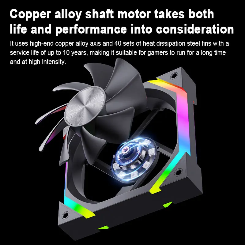 UPSIREN ZF-120 ventilador con cubierta de ordenador 12cm ARGB 4Pin PWM ventilador de refrigeración silencioso 12V gran volumen de aire 45CFM/600-1500RPM utiliza 26 cuentas de lámpara - imagen 5
