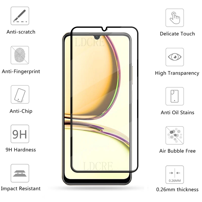 6 en 1 para OPPO Realme C51 vidrio para Realme C51 vidrio templado cubierta de pegamento completo 9H HD Protector de pantalla Realme C51 C 51 lente de vidrio - imagen 3