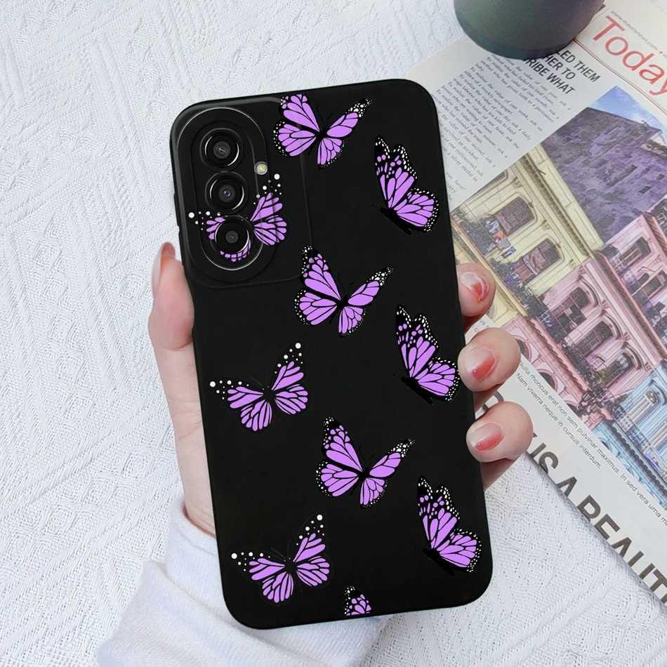 Para Samsung Galaxy F13 F23 Funda de teléfono mariposa suave silicona líquida protección de cámara contraportada para Samsung F 13 23 Funda Capa - imagen 2