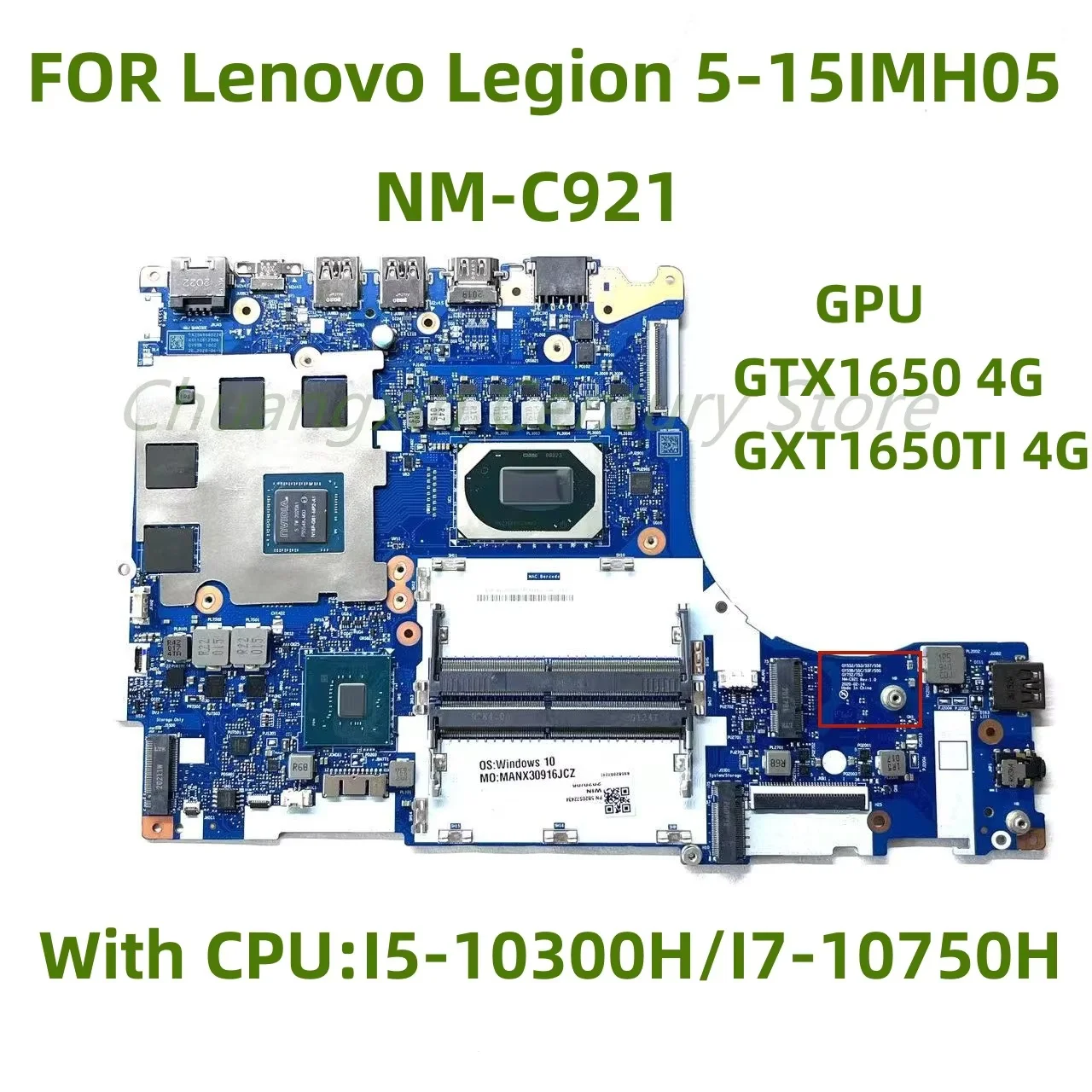 NM-C921 es adecuado para la placa base del ordenador portátil Lenovo Legion 5-15IMH05 con CPU I5 I7 GPU: GTX1650/1650TI 4G 100% prueba OK envío