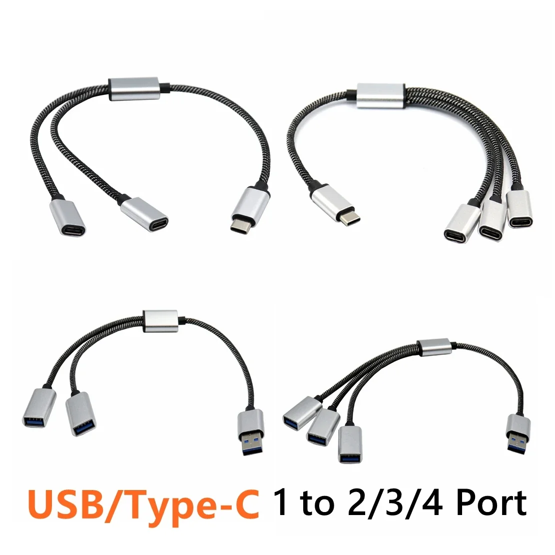 Enchufe macho USB C a 2 3 enchufes tipo C OTG línea de extensión Y divisor Cable de carga de datos adaptador de corriente convertidor divisor