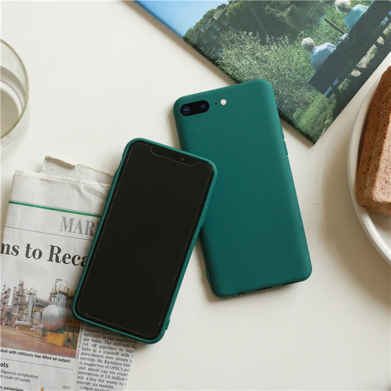 Funda de teléfono mate verde oscuro para iphone 14, 13, 12, mini, 11 Pro, XS Max, XR X 8, 7, 6S, 6 Plus, fundas de silicona, funda suave de TPU de Color sólido - imagen 3