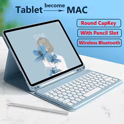 Funda con teclado inalámbrico para IPad Pro 11 2025 11th A16 10,2 5 6 7 8 9th 10th Air 5 4 3 2 1 Air 11 Mini 6 7 cubierta magnética de cuero