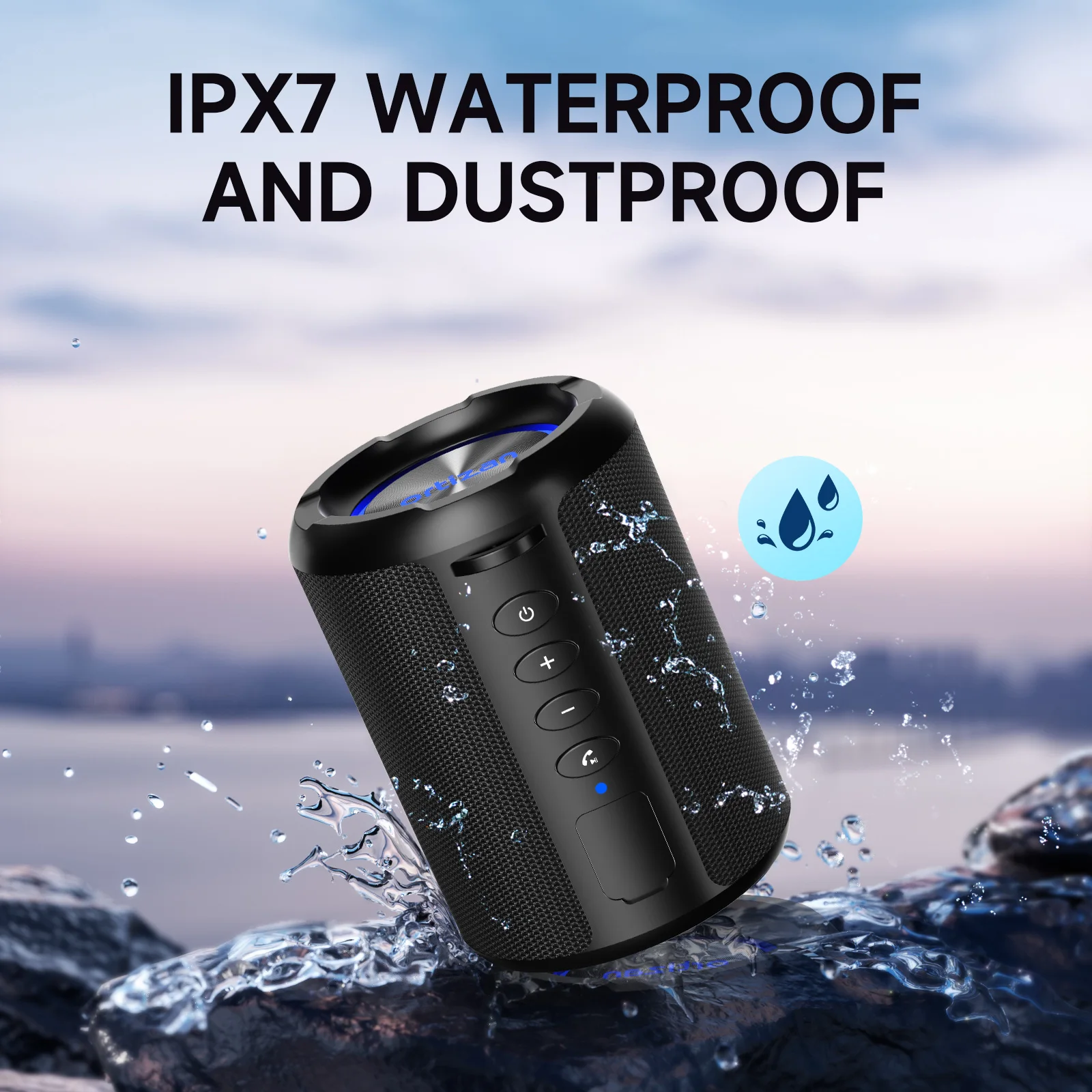 Altavoz Bluetooth portátil Ortizan X9S, altavoz inalámbrico con sonido fuerte Bass Boost HD con luz LED, resistente al agua IPX7, altavoz de 15W - imagen 5