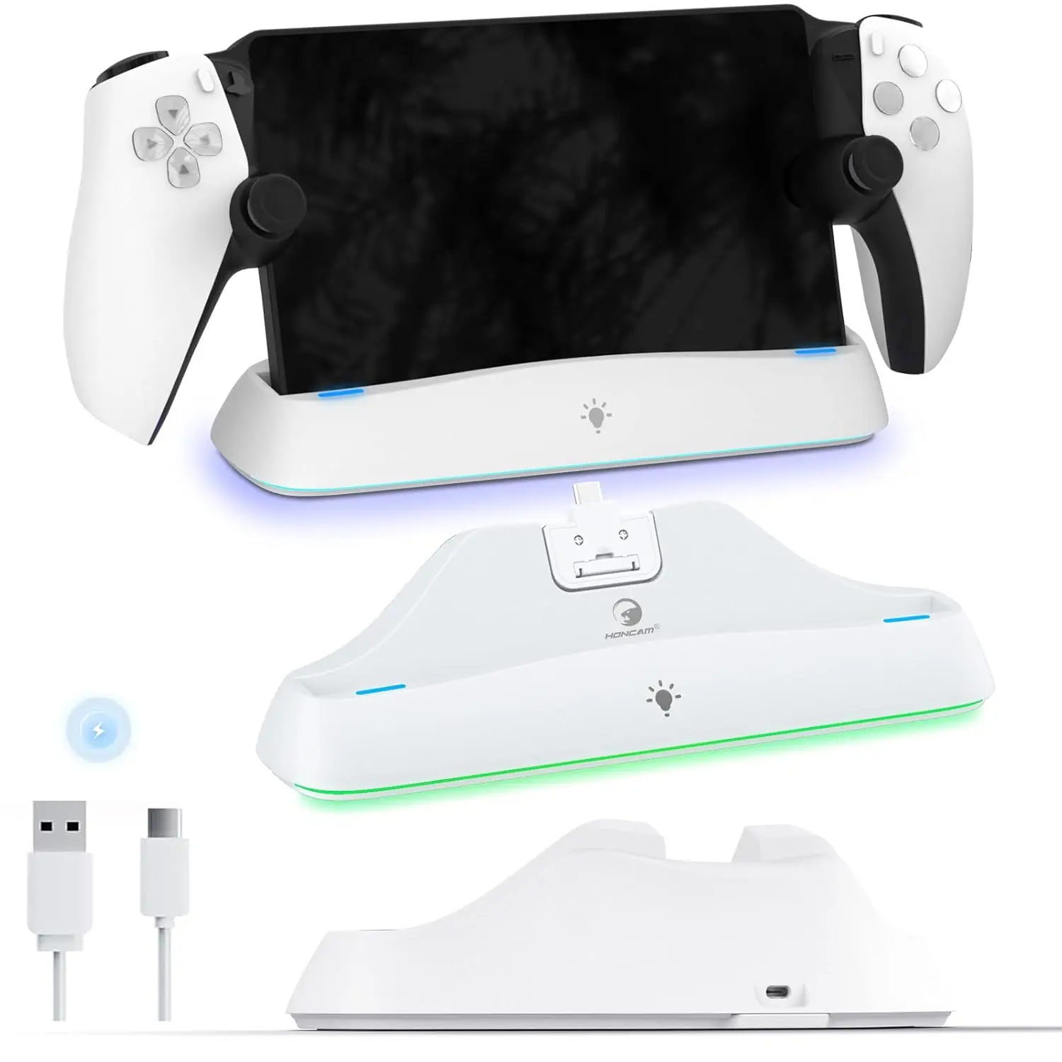 Base de carga para Portal PlayStation con indicador de carga y botón de Control táctil, soporte de carga de consola con funda protectora - imagen 2