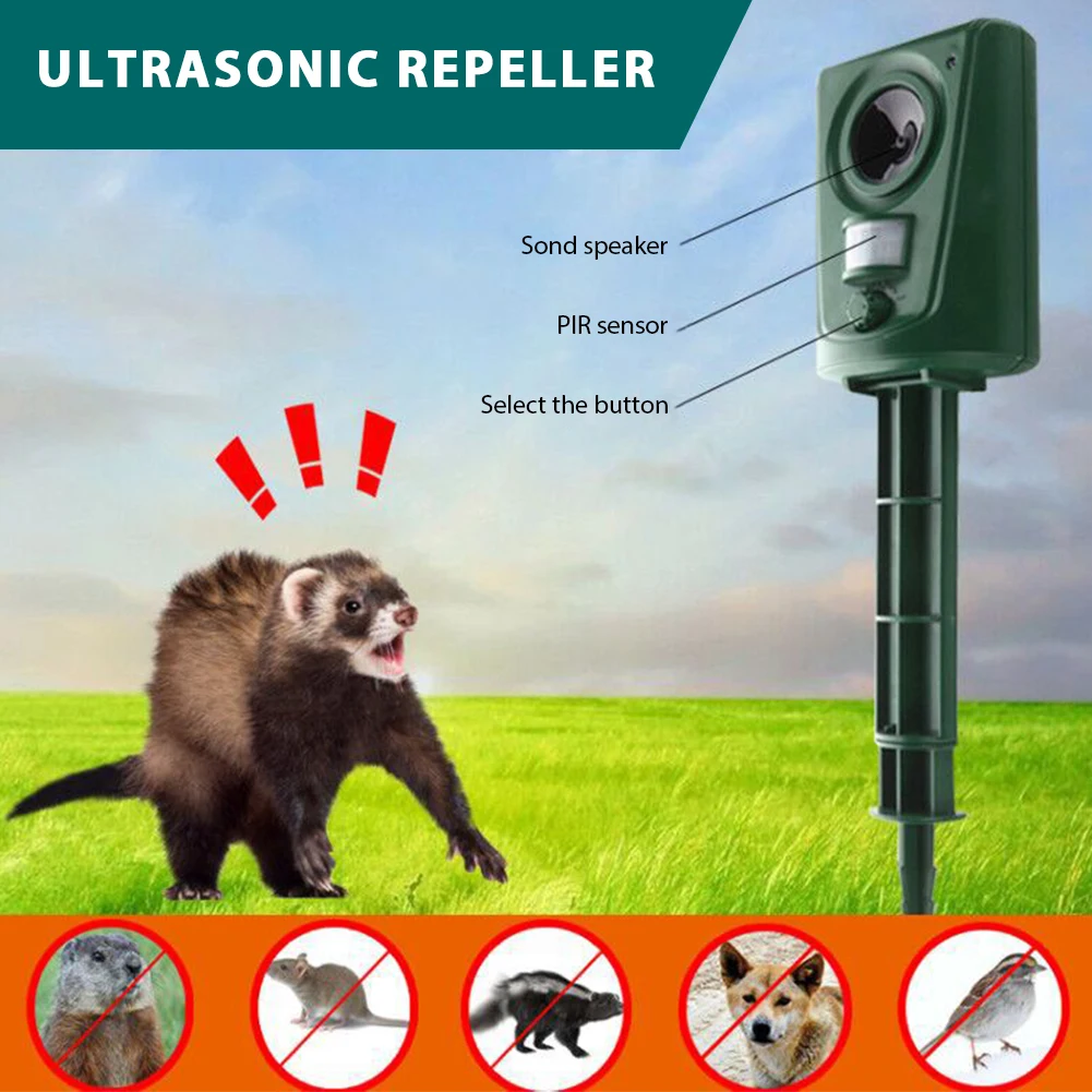 Repelente ultrasónico para gatos con Sensor de movimiento, controlador ultrasónico de animales IPX4, resistente al agua, multifuncional para repelente de animales al aire libre - imagen 3