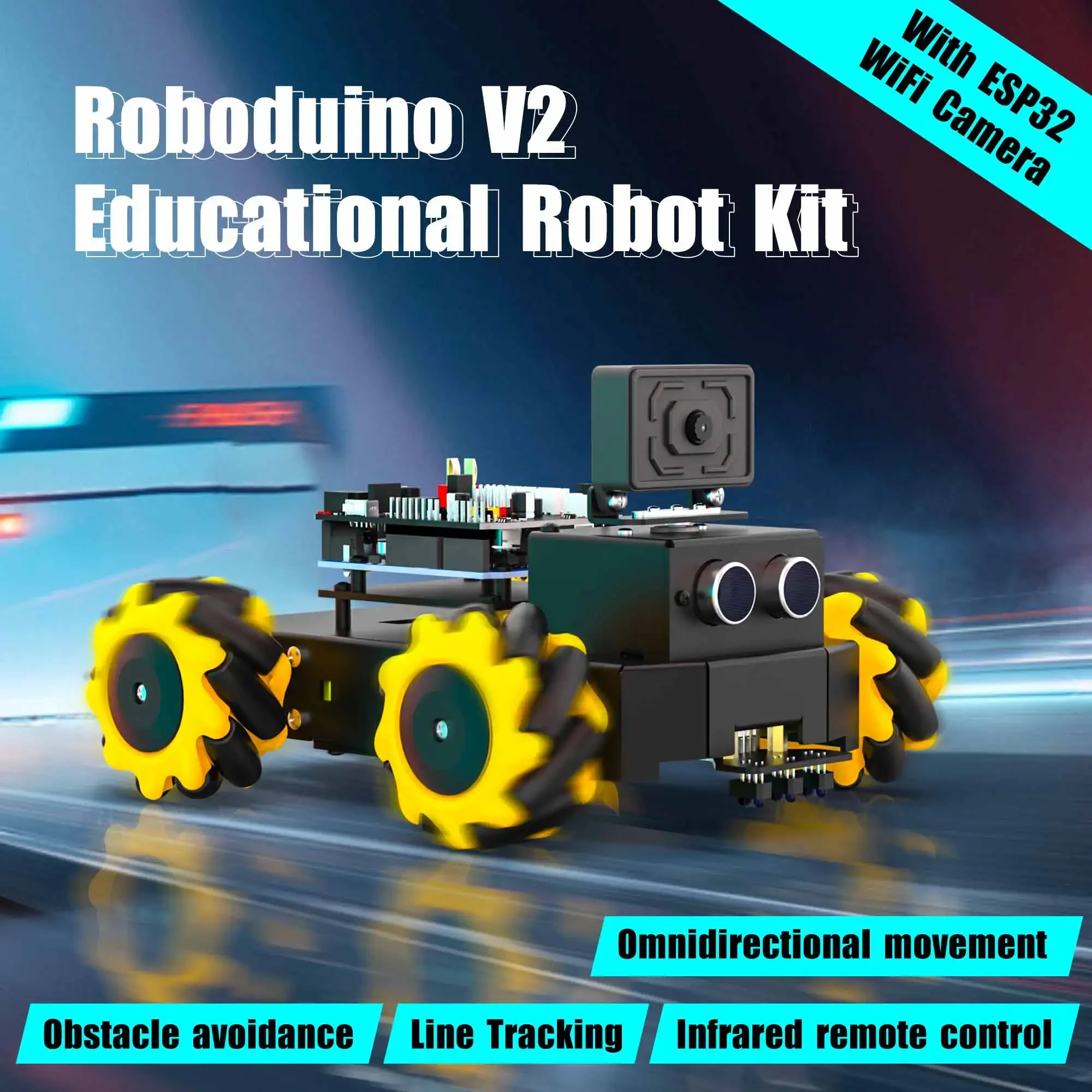 Yahboom UNO R3 Robot inteligente Kit de coche Roboduino V2 con cámara WiFi ESP32 cuerpo de Metal juguete educativo Kit robótico DIY para Arduino - imagen 2
