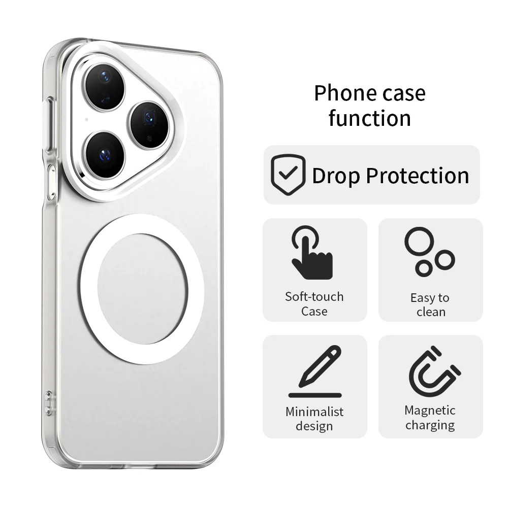 Para Huawei Pura 80 funda magnética de carga inalámbrica Fundas Huawei Pura 80 Pro Coque mate translúcido PC funda de teléfono Pura 80 Pro - imagen 3