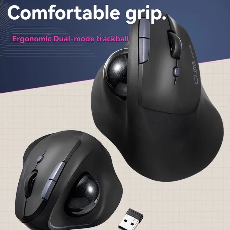 SANWA-ratón Trackball inalámbrico con Bluetooth, modo Dual, silencioso, ergonómico, agarre Vertical, personalización CAD, regalo para juegos de oficina - imagen 2