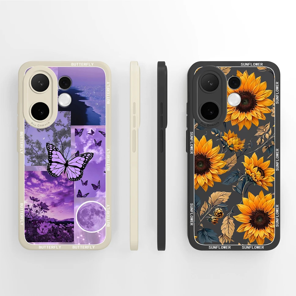 Para Vivo V60 Lite 5G Funda de teléfono bonita mariposa suave suave parachoques de silicona líquida para Vivo V 60 Funda ligera anticaída - imagen 4