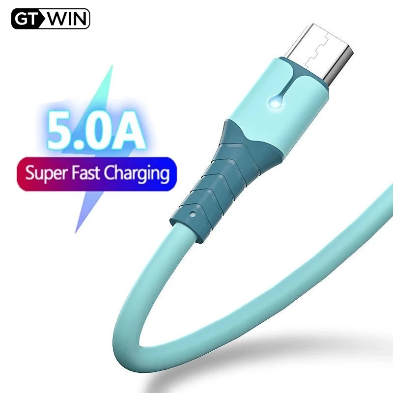 Cable Micro USB tipo C LED 5A para Xiaomi, Samsung, Huawei, carga rápida, Cable de USB-C tipo C, Cable cargador de datos