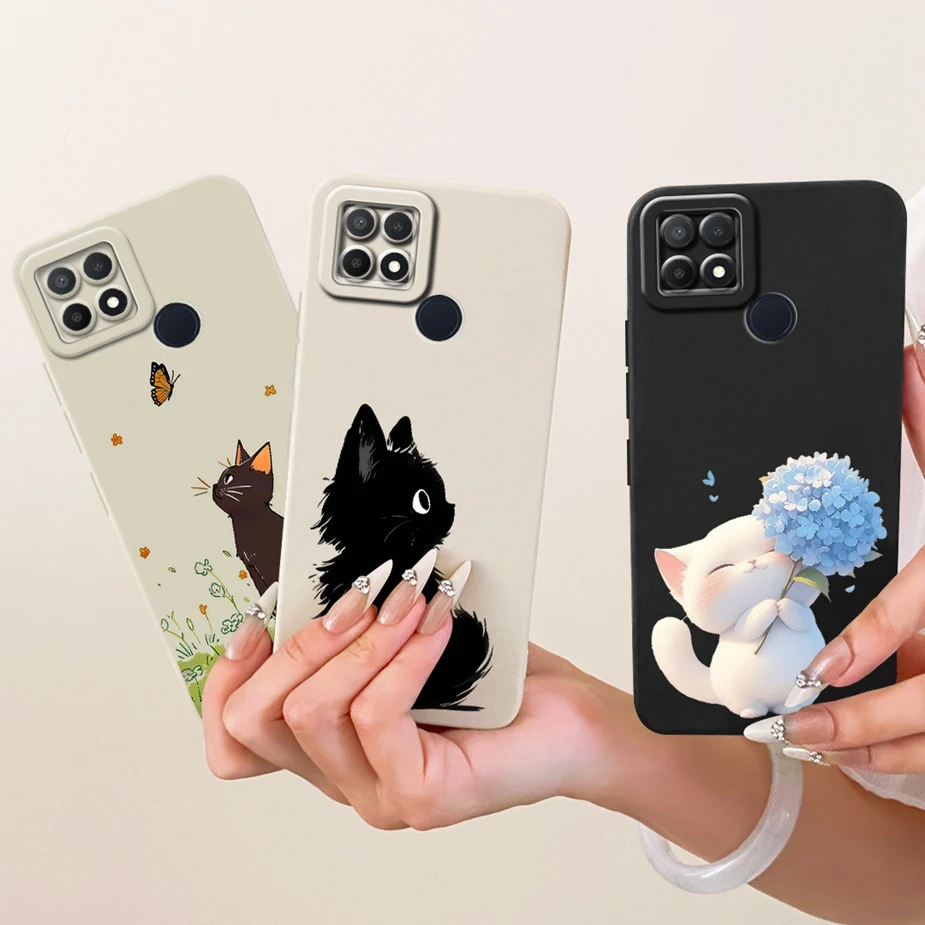 Para Oppo A15 funda OppoA15s CPH2179 flores de lujo cubierta pintada de caramelo funda de teléfono suave de TPU para Oppo A15s A 15 OppoA15 Fundas bolsas - imagen 4