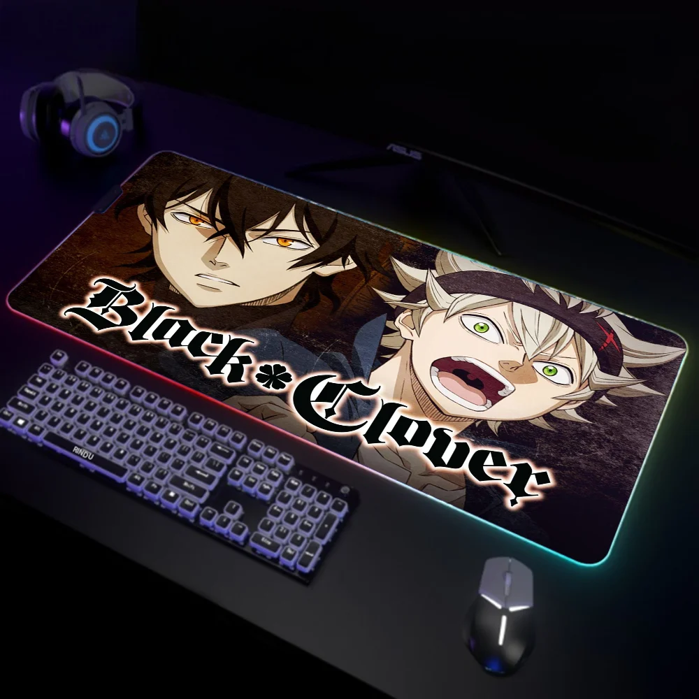 Alfombrillas LED de Anime Black Clover para juegos, alfombrilla de escritorio grande para PC Gamer XL, alfombrilla de ratón RGB, alfombrilla de ratón luminosa con retroiluminación - imagen 3